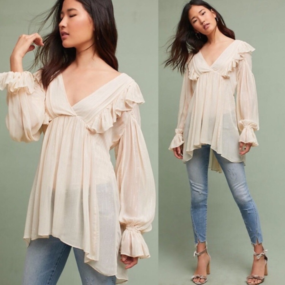 Anthropologie Wynne flowy boho ruffle blouse 0